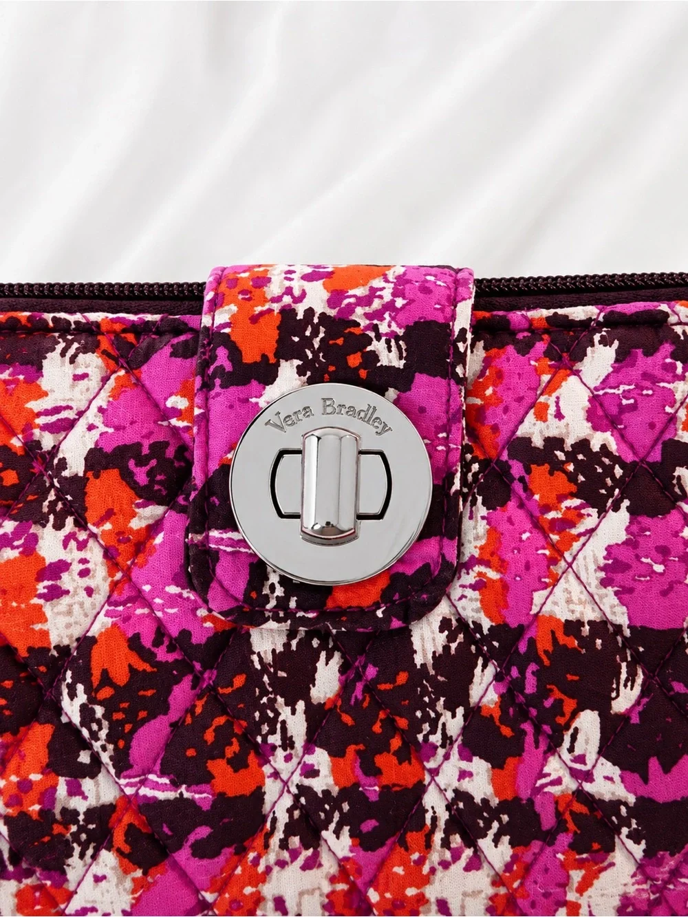 Vera Bradley Quilted Pink Orange Multi-Color Zip Wallet